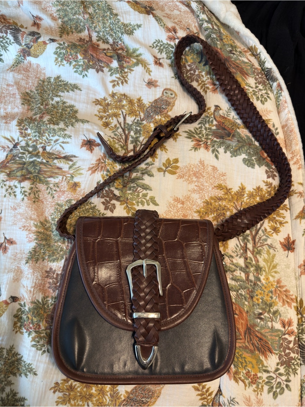 Brighton Brown Braided Leather Crossbody Bag